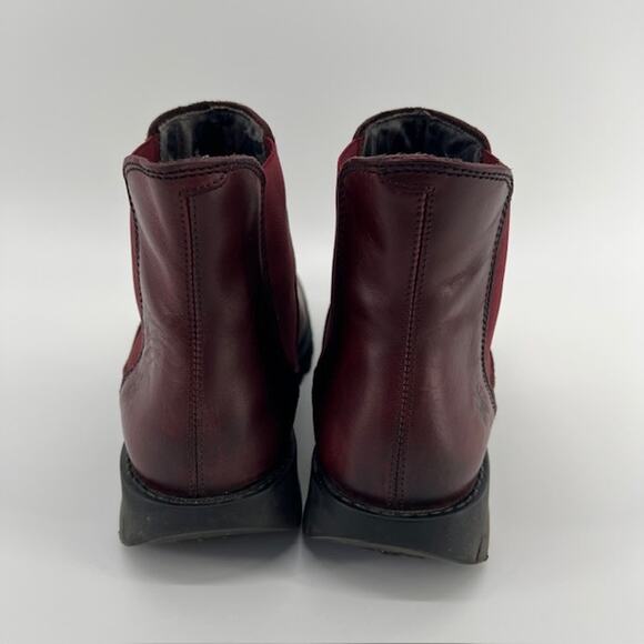 Fly London Salv Chelsea Ankle Boots Womens US10/EU40 Wine Burgundy Leather Wedge - Picture 10 of 10